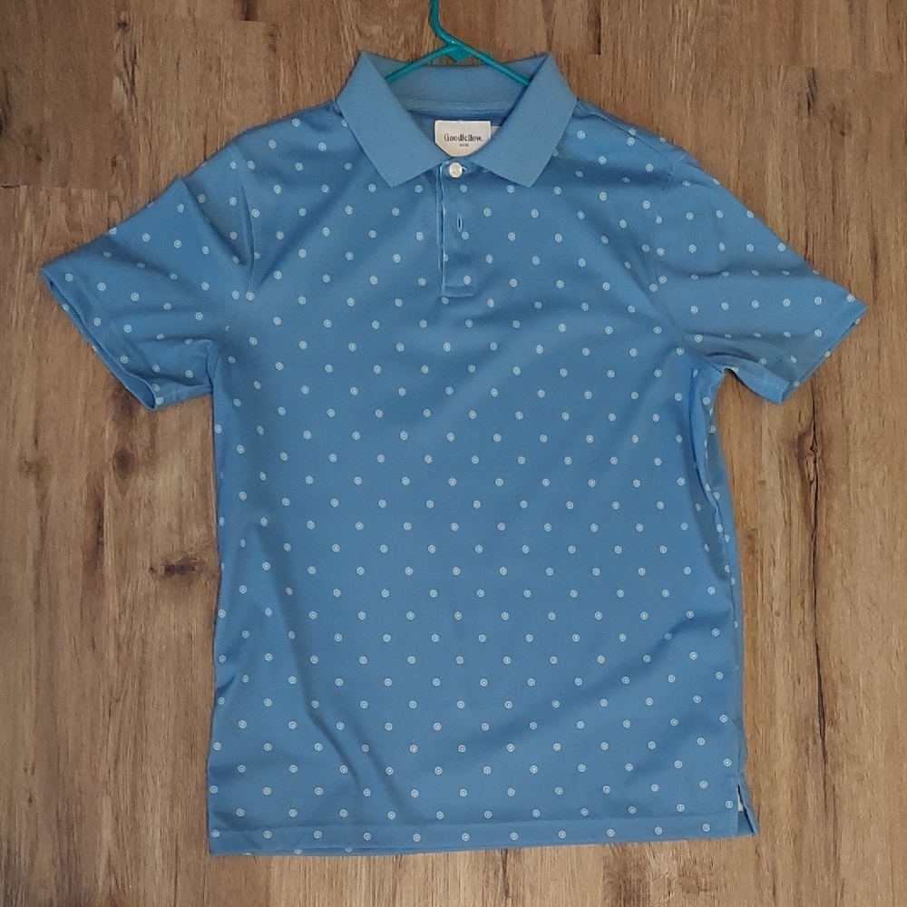 Goodfellow & Co Light Blue Polo with White Dots